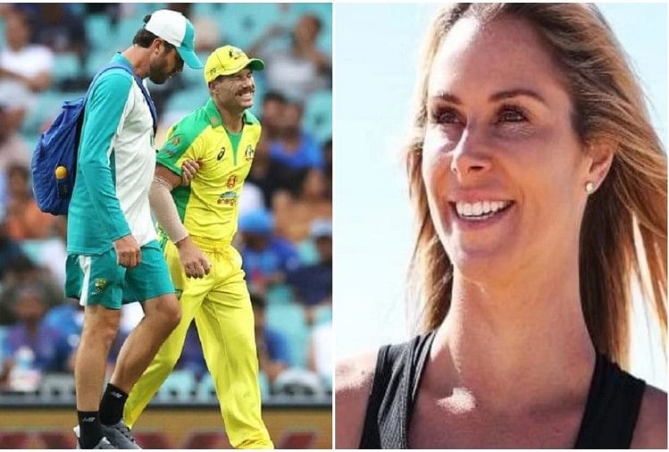 David Warner Wife Candice Sees The Funny Side Of Australia Opener Groin