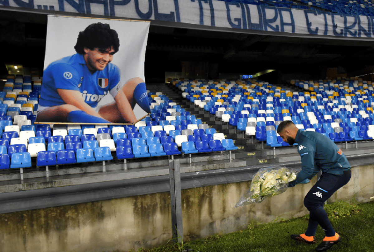 Napoli captain Lorenzo Insigne gives tribute to Diego Maradona ahead of Serie A match with Roma