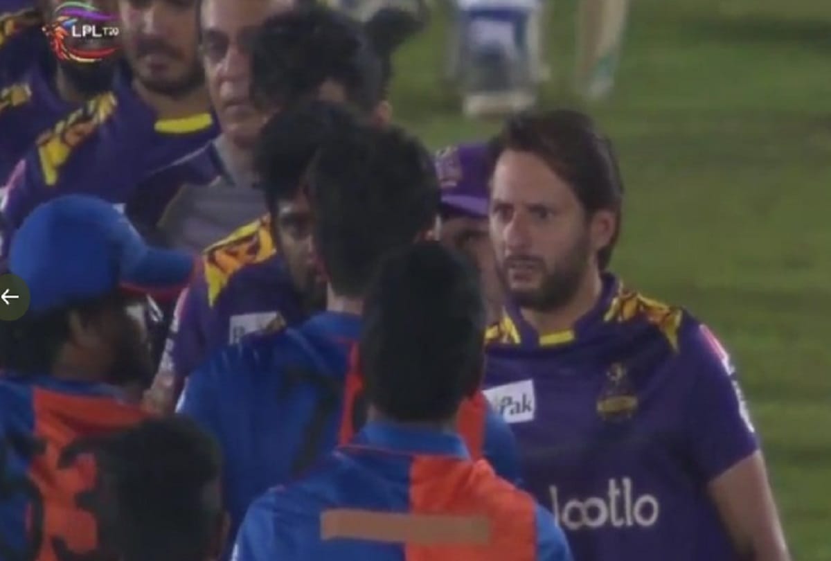 Was scoring centuries before you were born said Shahid Afridi to afghanistani cricketer Naveen-ul-Haq during LPL 2020