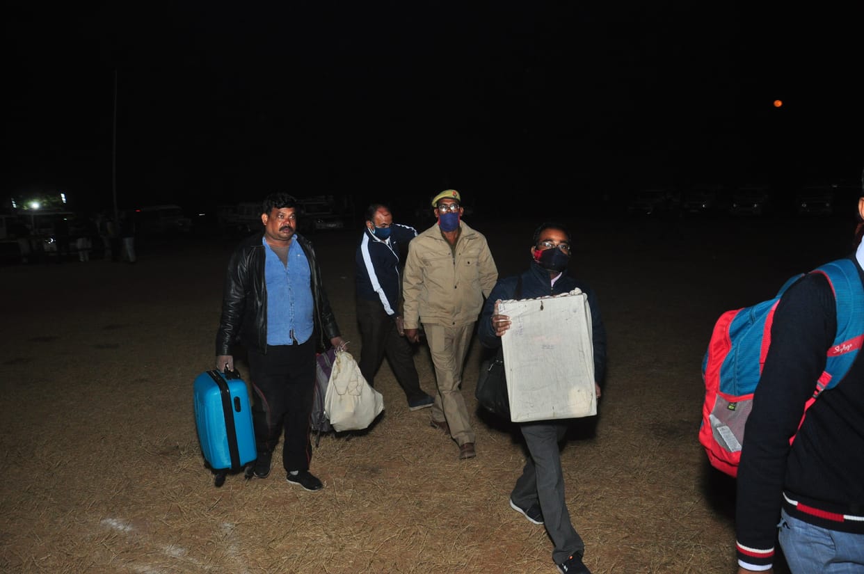 MLC election voter box and poling party come der night