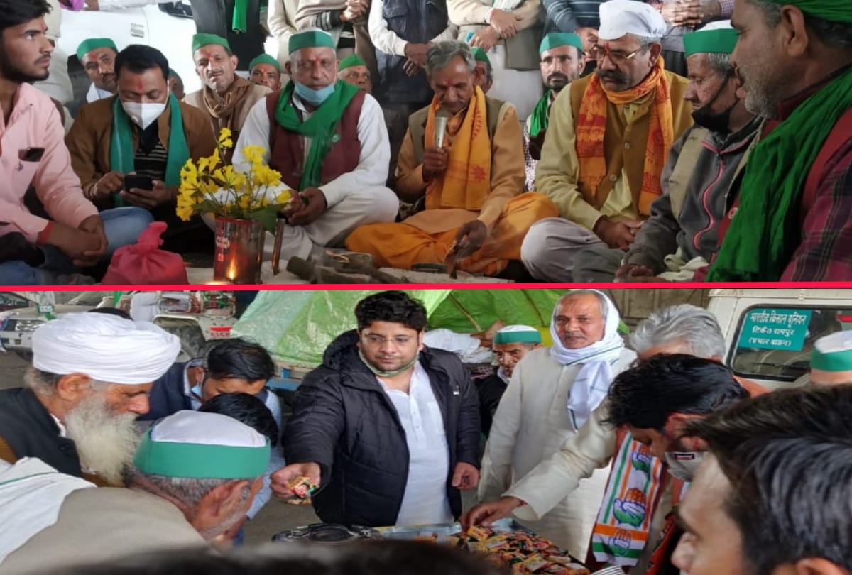 punjab farmer protest farmers perform havan at UP gate