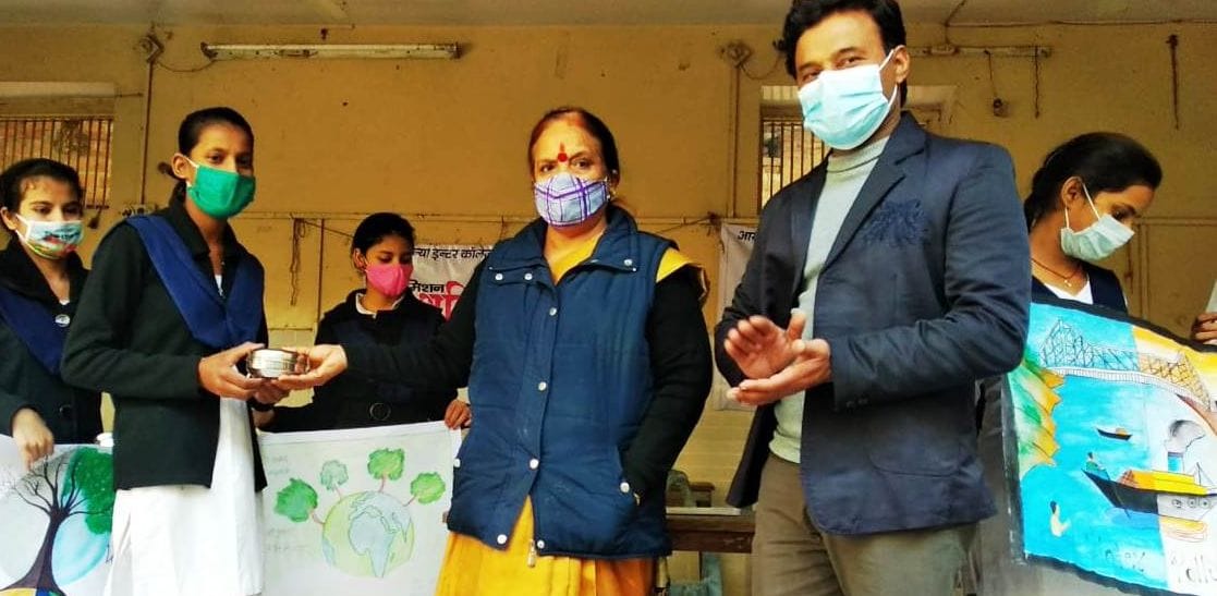 Female students embroidered on paper