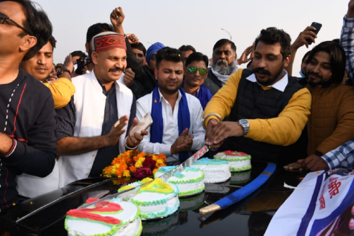 Bhim Army Chief Chandra Shekhar celebrates birthday on Eastern Peripheral Expressway in Baghpat