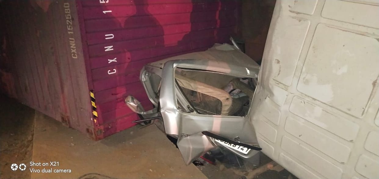 High speed container eco car overturns near Kund on Rewari-Narnaul road, tragic death of three rider