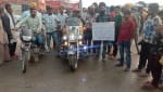 कुंडली बॉर्डर पर हार्ले डेविडसन बाइक लेकर पहुंचे युवा किसान।