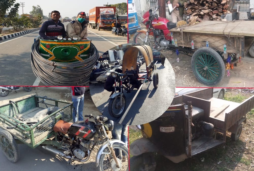 Uttarakhand RTO Enforcement Team Cutted Jugaad Vehicle during Campaign Photos