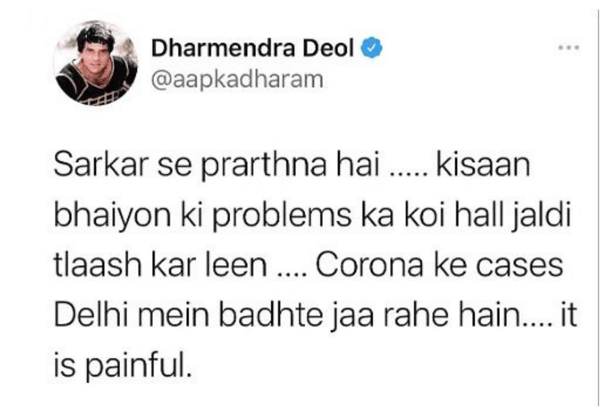 Dharmendra Deletes his Tweet support Farmers Protest