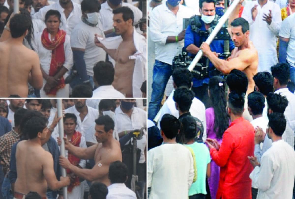 shooting of film actor john abraham in lucknow university, see pictures