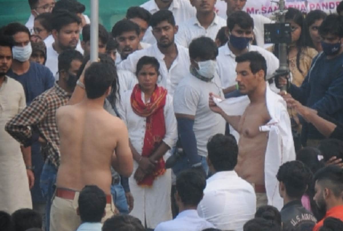 shooting of film actor john abraham in lucknow university, see pictures