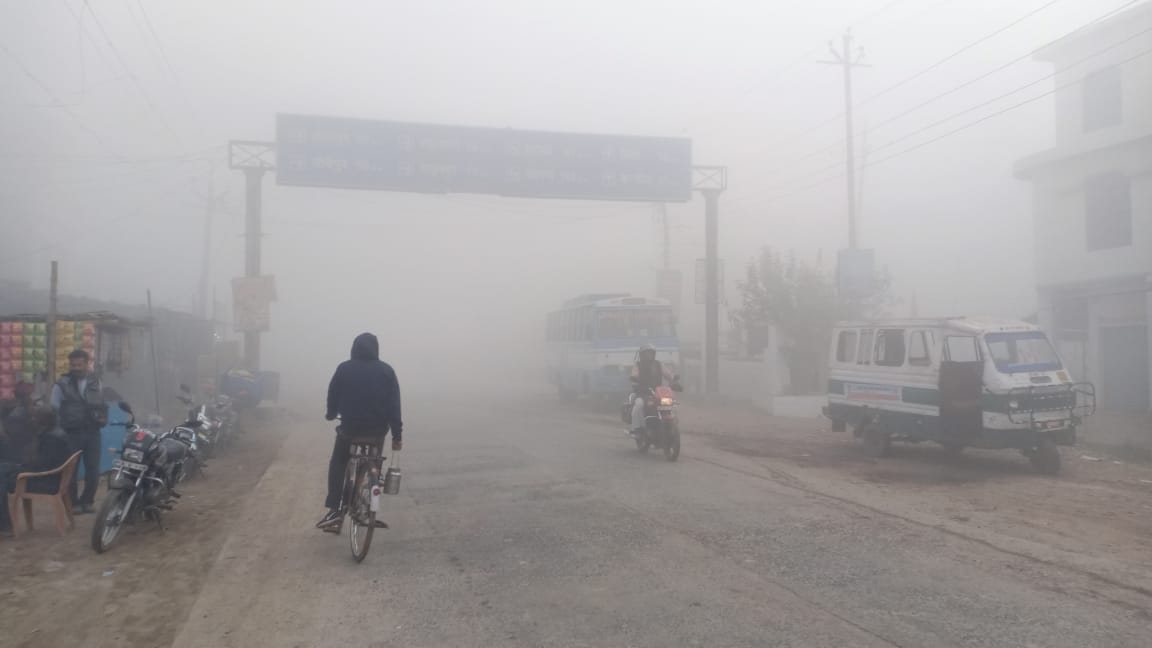 Speed ??of vehicles slowed due to fog knock