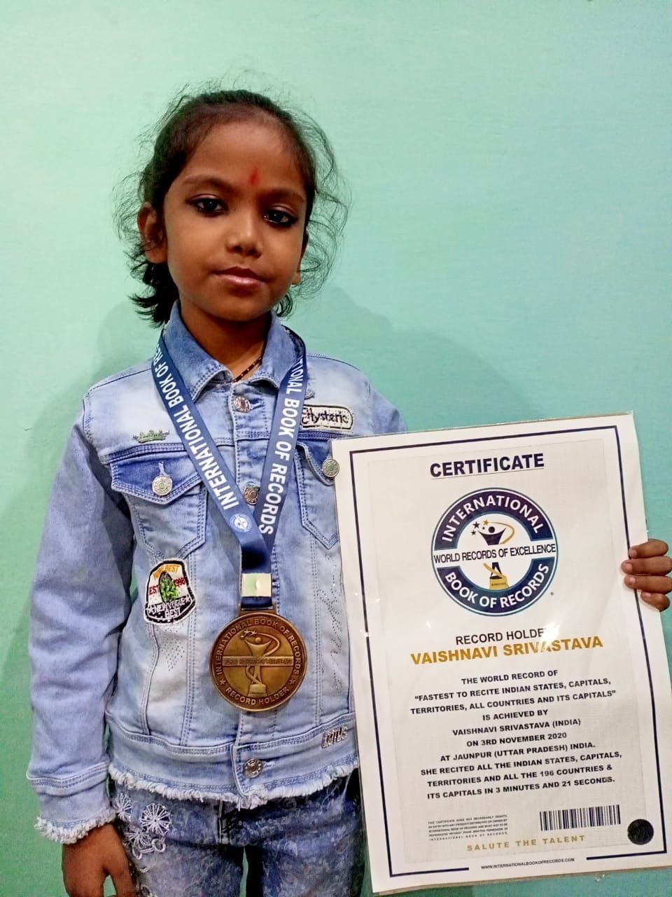 Vaishnavi's name recorded in International Book of Records