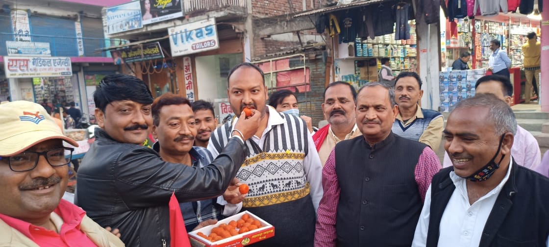 MLC Election SP workers expressed happiness by distributing sweets