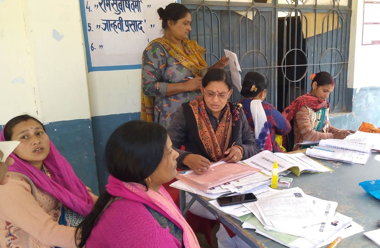 People waiting for BLO at polling stations