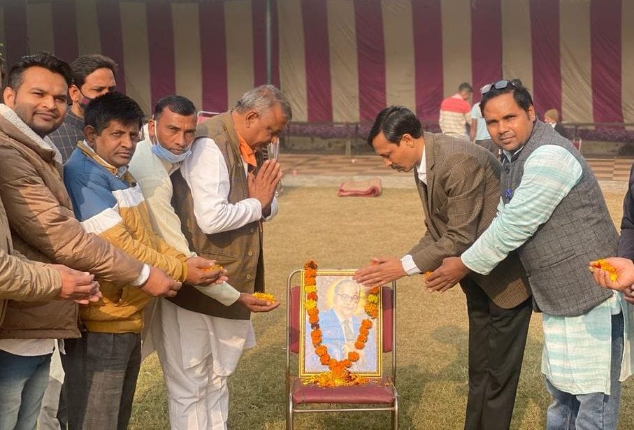bjp workers paid tribute to bhimrao ambedkar