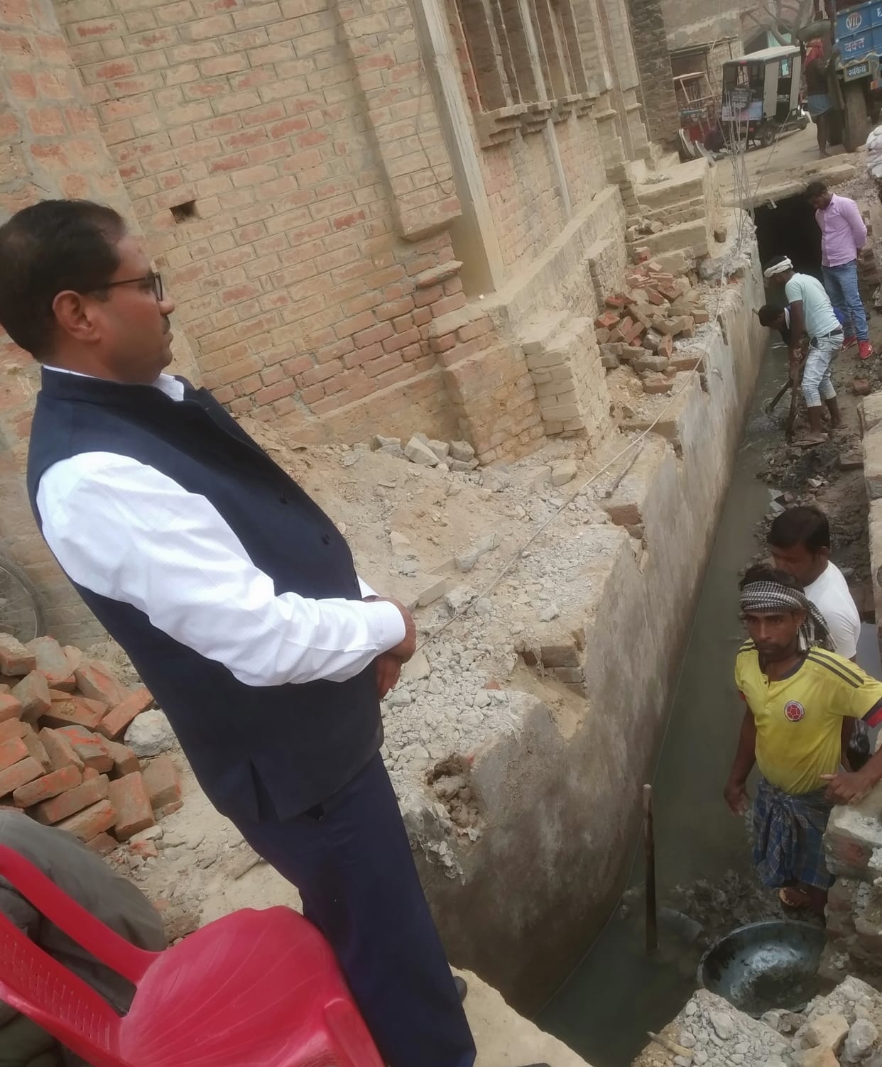 Palika started construction of damaged sewer