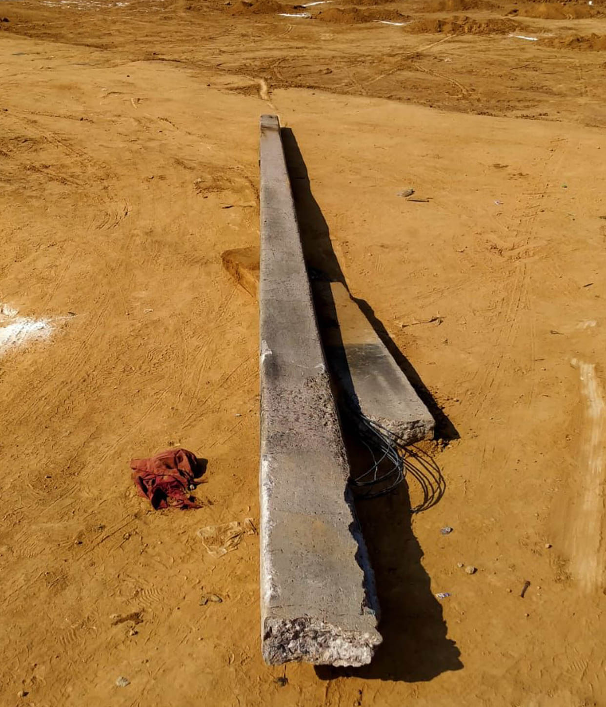 Pole rammed by JCB while plotting