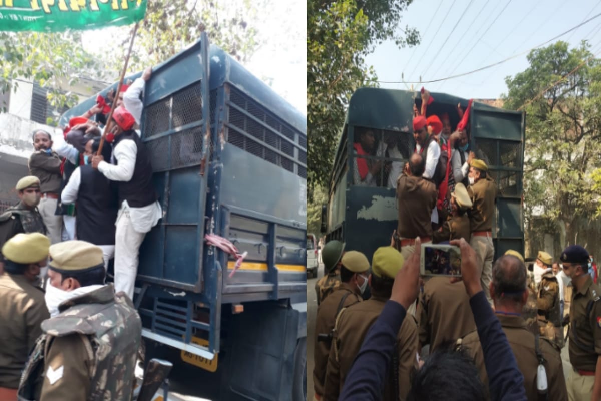 SP supporters clash with police during Kisan Yatra, arrested and sent police line