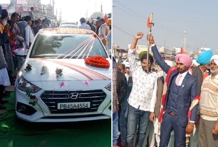 A groom supported Bharat Bandh before his wedding in Haryana