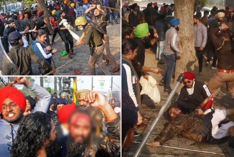 Police used water cannon and lathicharge on protesters during Bharat Bandh in Chandigarh