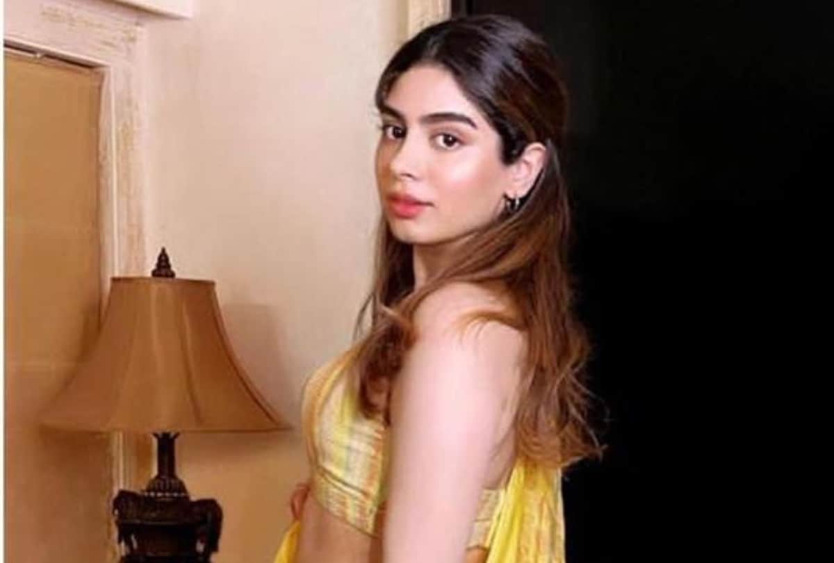 khushi kapoor looks vibrant in anita dongre yellow floral motif lehenga