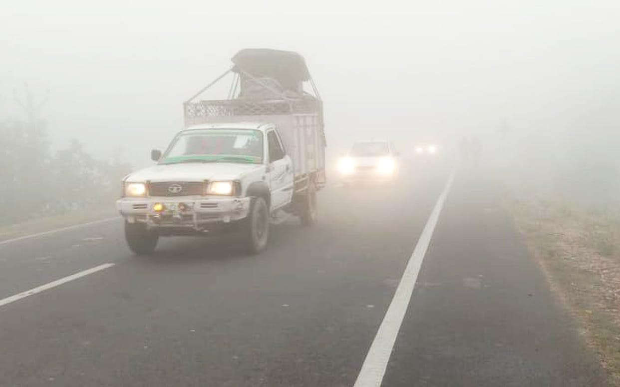 Fog-covered earth, sky, life trapped in disaster