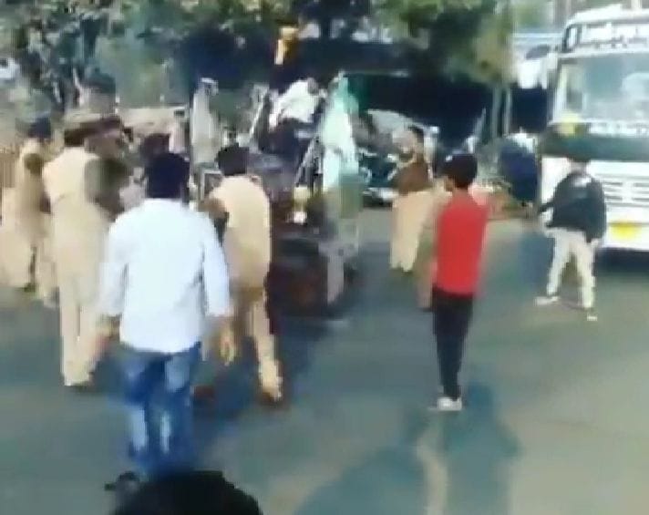 Attempt to put tractor on policemen including CO