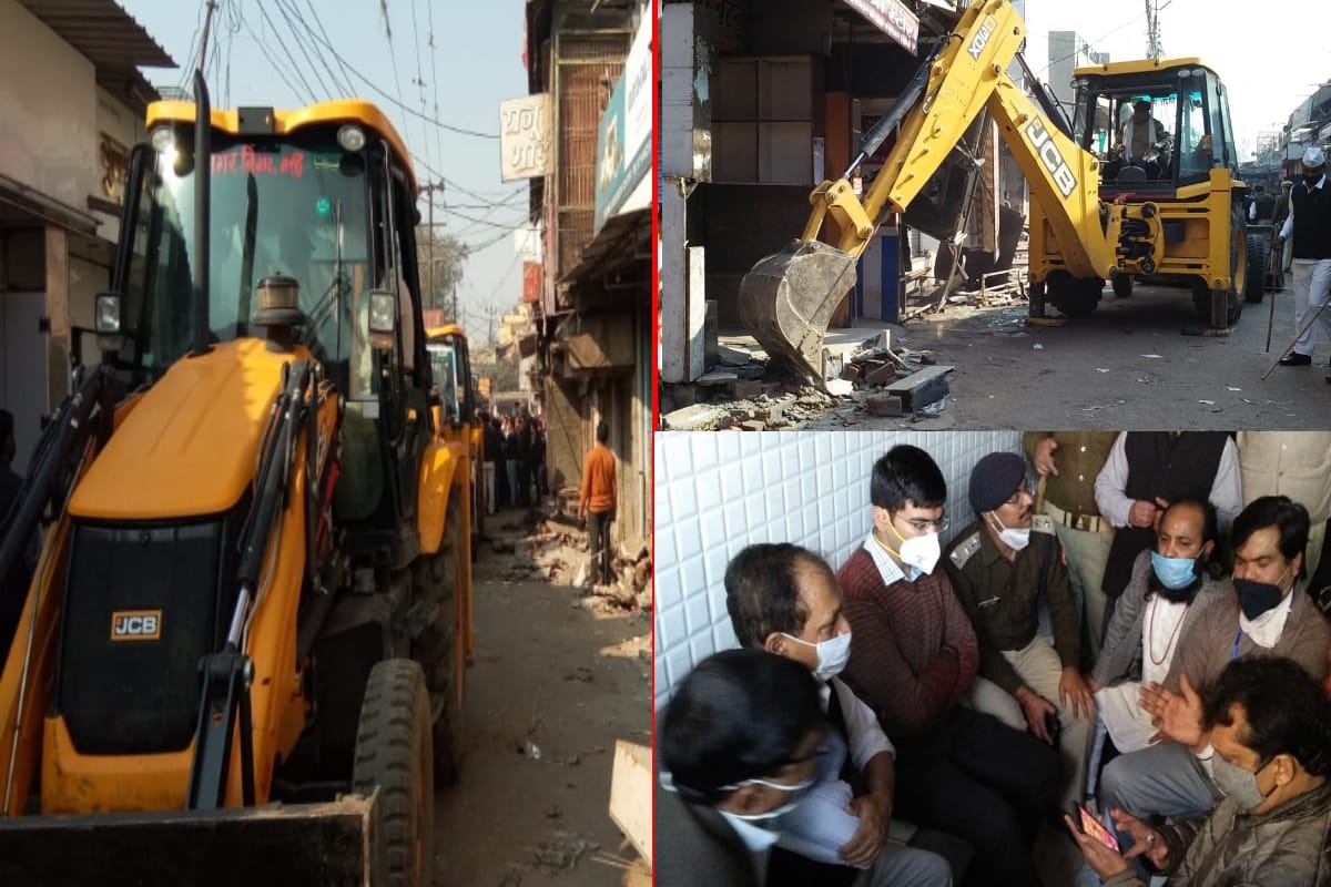 Bulldozer on encroachment in Bhagat Singh market of Meerut, campaign on orders of High Court