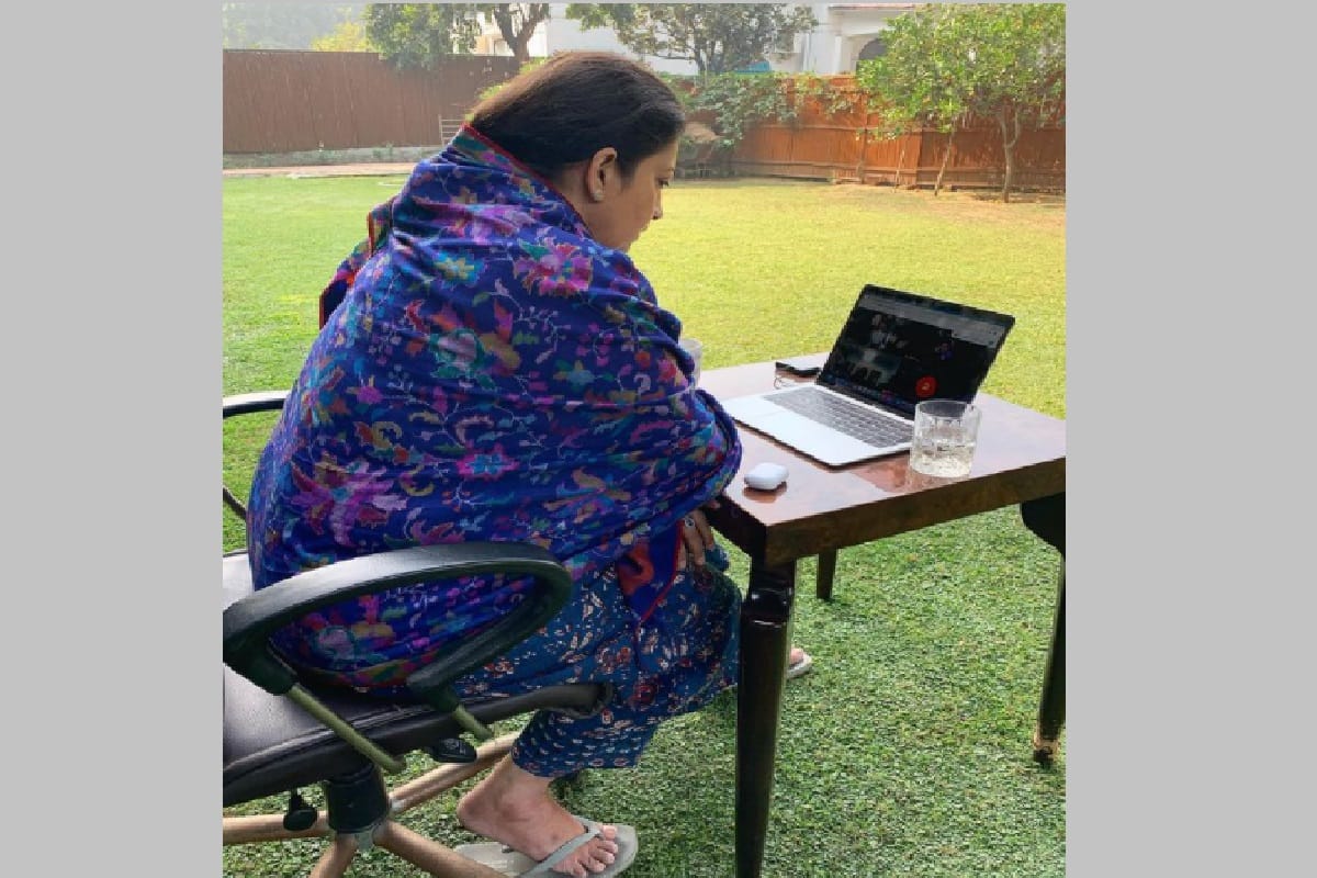 Smriti Irani Slipper commented by user she replied its local and do not ask brand now