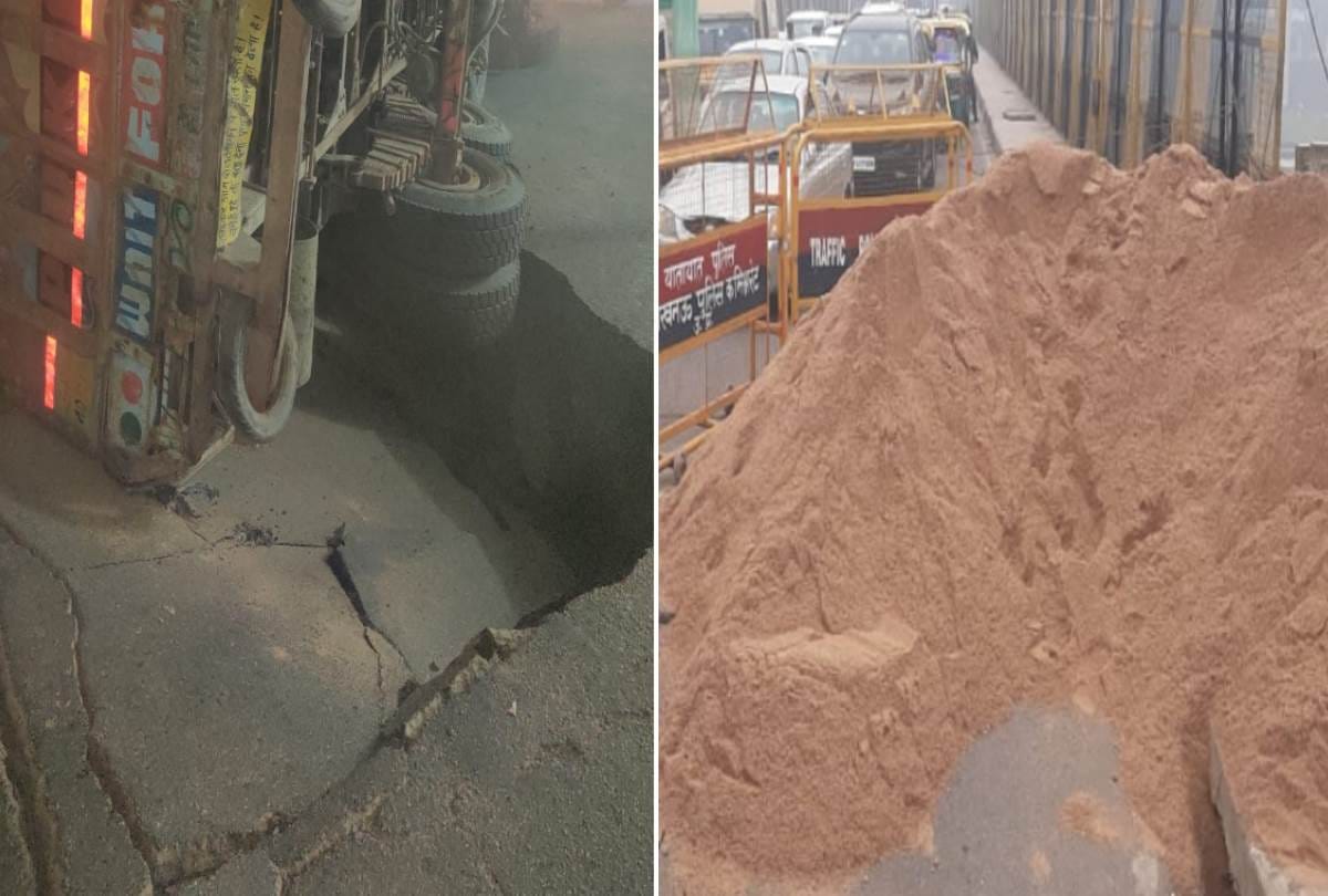 A truck full of morang overturned on road in lucknow