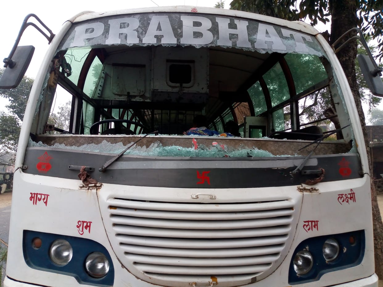pelting on marriage party bus