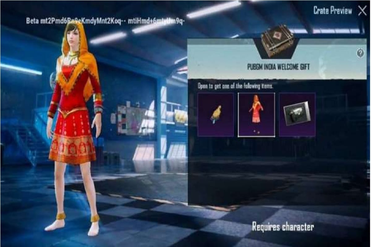 PUBG Mobile India welcome gift pack spotted online with Anarkali Headgear