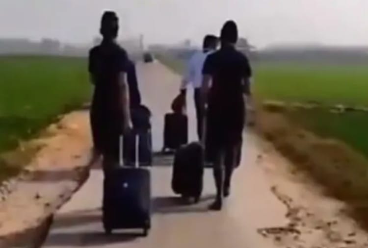 Bharat Bandh: A Airline crew pulls luggage through fields in Punjab, Video goes viral on Social media