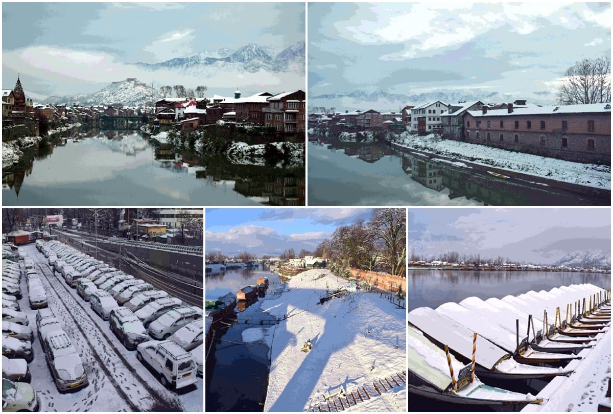 jammu kashmir news first snowfall of the season in Trikuta hills and Srinagar