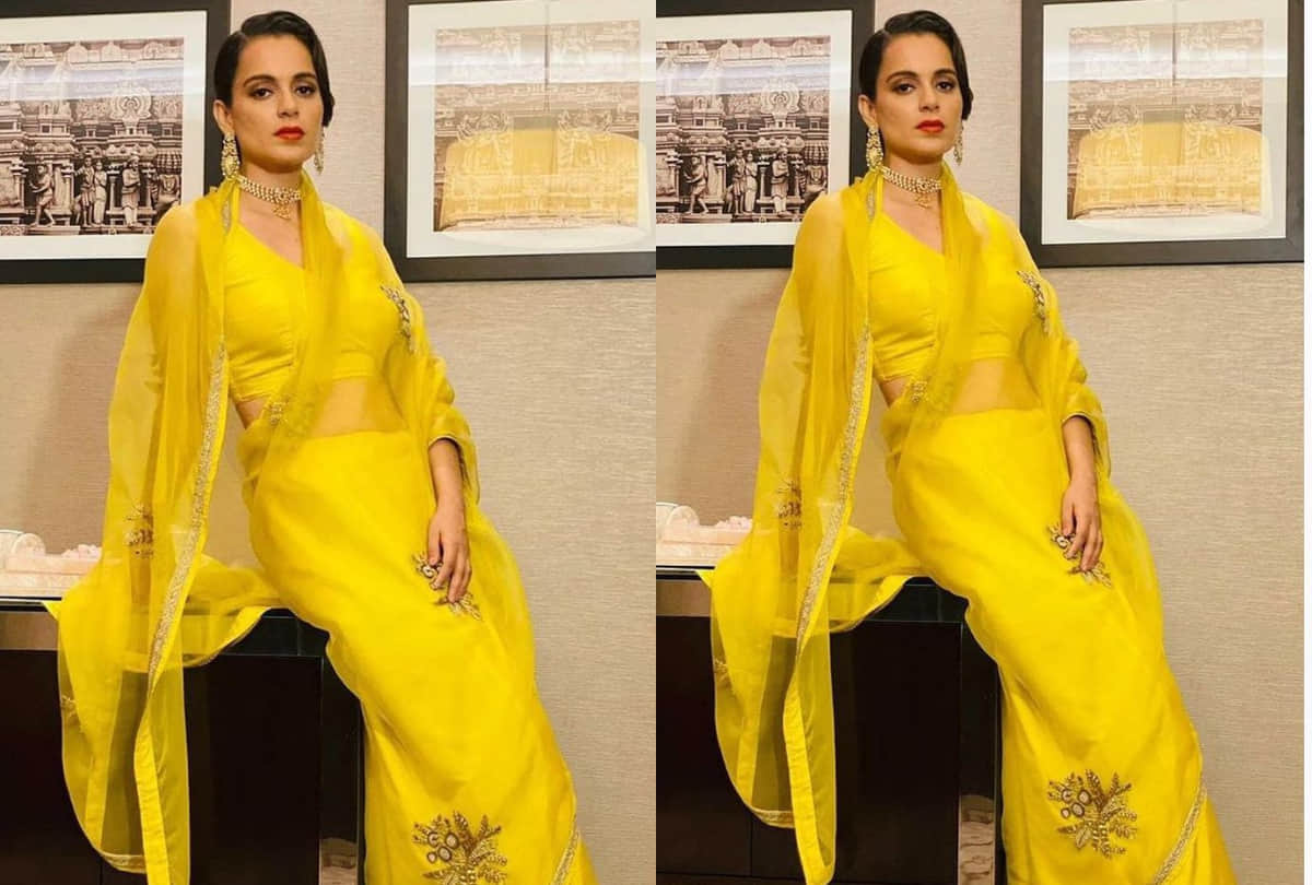 kangana ranaut royal look in yellow organza saree price can shock you