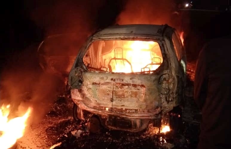 Moving car turns into a fireball