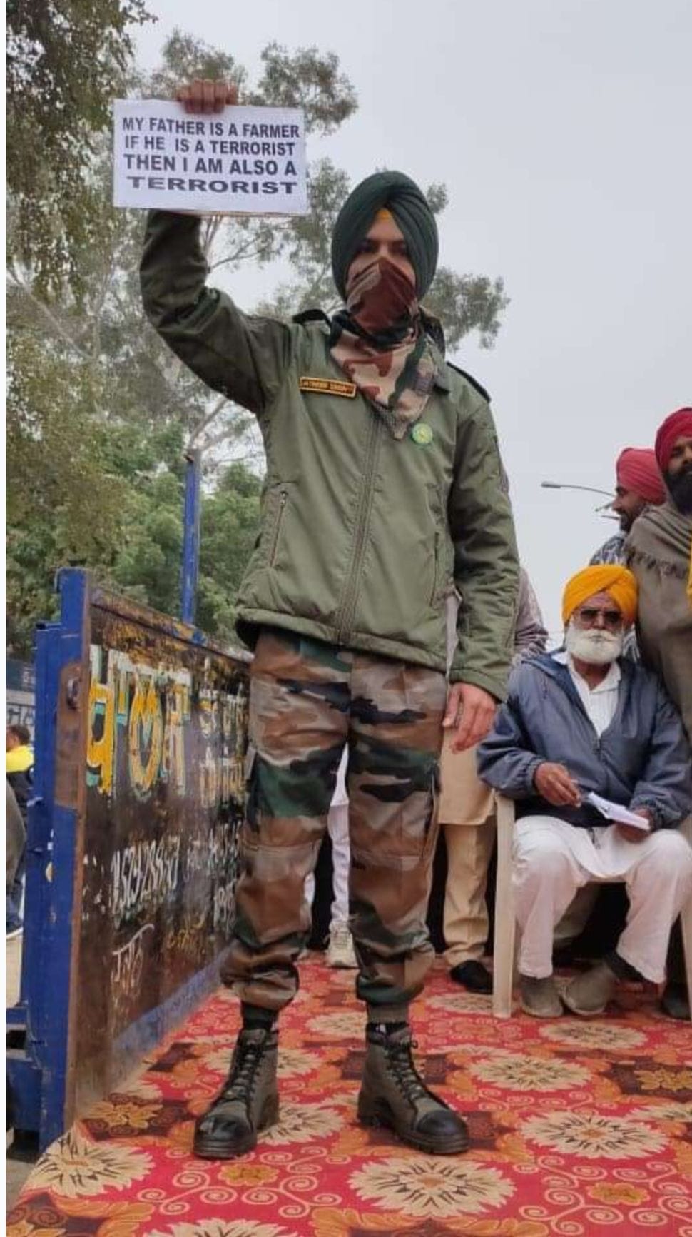 Soldier arrived wearing farmers uniform
