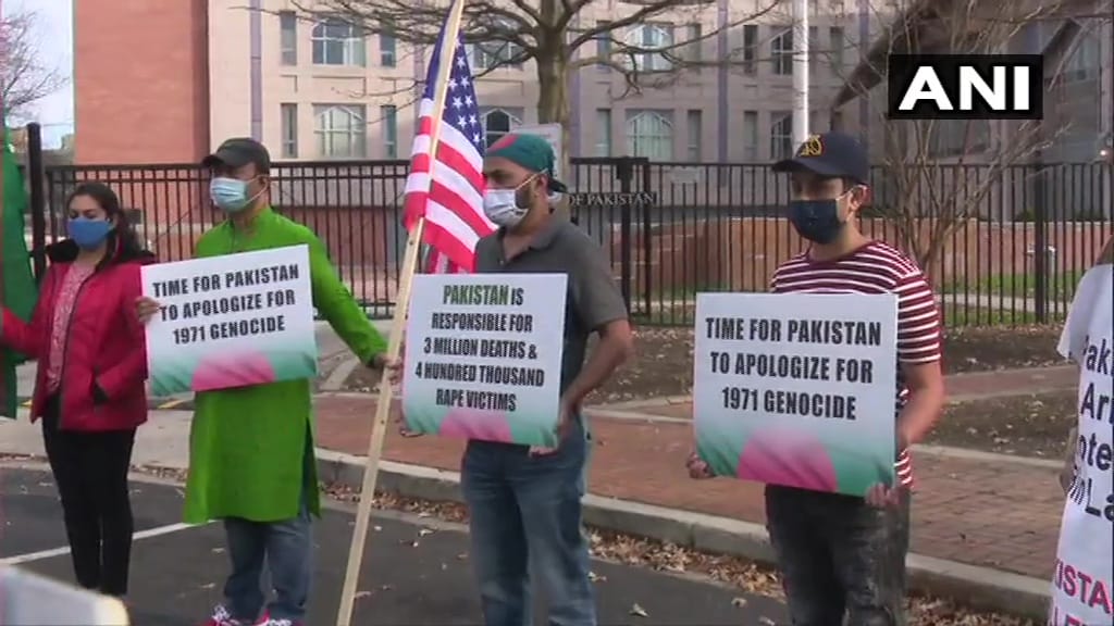 Asian minorities held a protest outside the Pakistani Embassy in Washington DC demanding an apology for the 1971 genocide