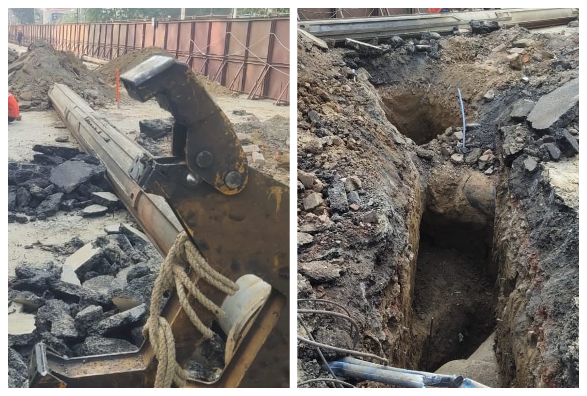 Agra Metro Rail Project: Water Sewer Line Became Obstructed Carving Work Stopped