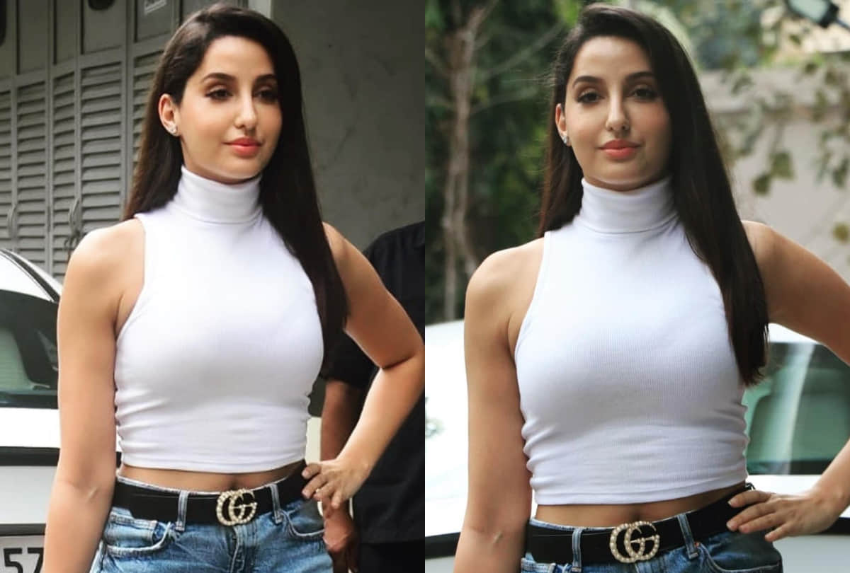 nora fatehi wear one shoulder top with high waist pant carry hand bag worth 3 lakh rupees