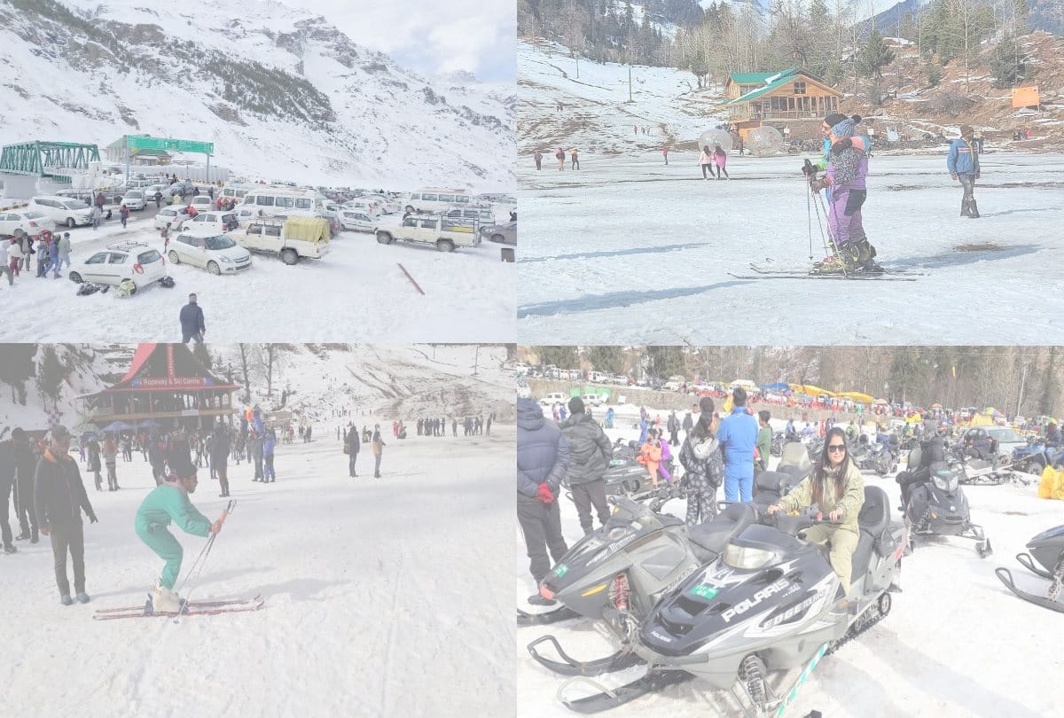 himachal tourist news: Tourists in North Portal of Atal Tunnel, had fun in SolangNala manali