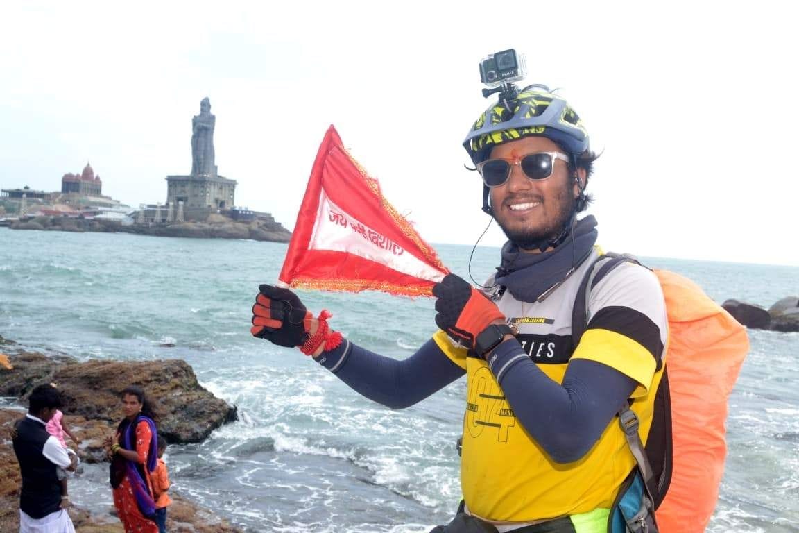 Somesh reached Kanyakumari from Mana in 47 days by bicycle