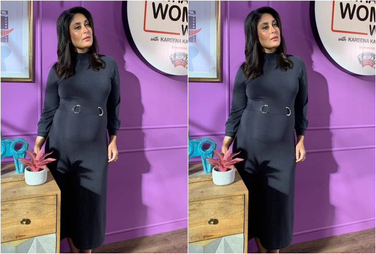 kareena kapoor wear orange maxi dress in radio chat show during second pregnancy