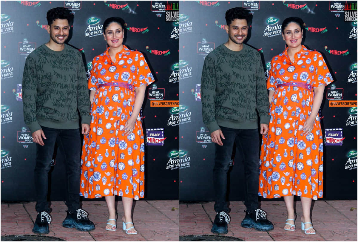 kareena kapoor wear orange maxi dress in radio chat show during second pregnancy