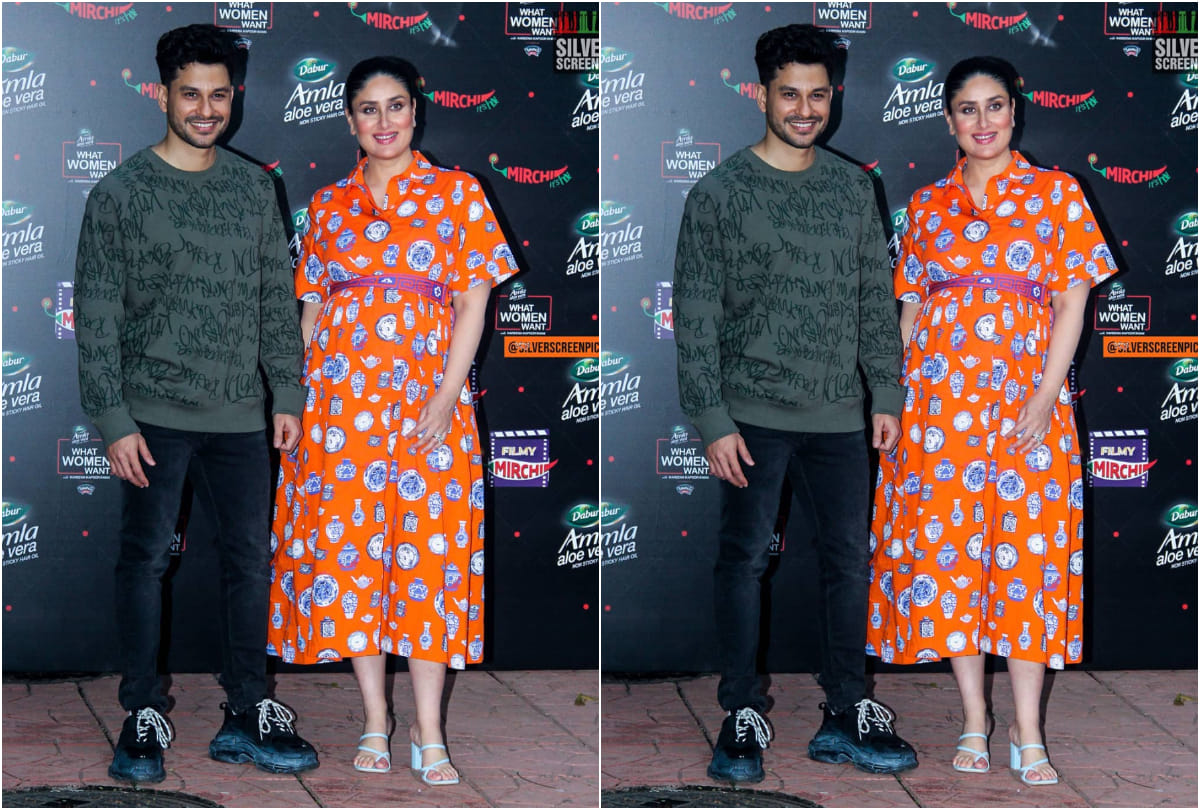 kareena kapoor wear orange maxi dress in radio chat show during second pregnancy