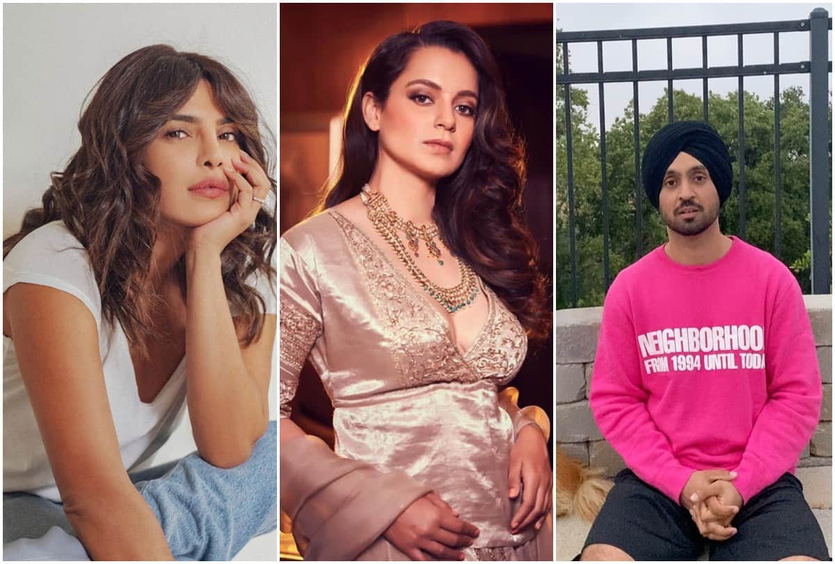 Farmer protest Kangana Ranaut called Terrorists come in Farmer protest and angry on Diljit Dosanjh and Priyanka Chopra