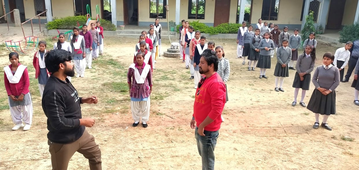 Karate training given to the girl students under the Mission Daring program