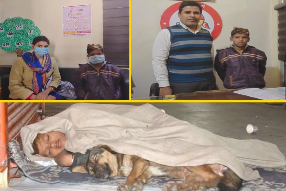 ten years old boy with a Dog sleeping in open sky  gone viral in Muzaffarnagar, heart touching story will make you emotional