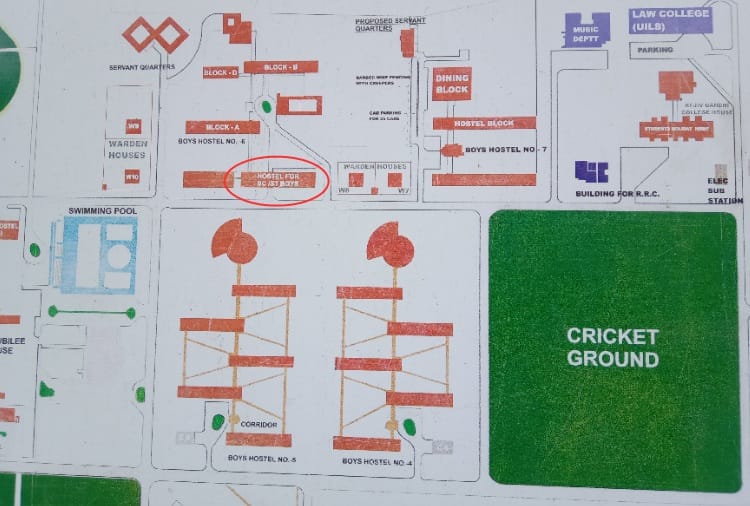 Hostel shown on University Map, nothing on land