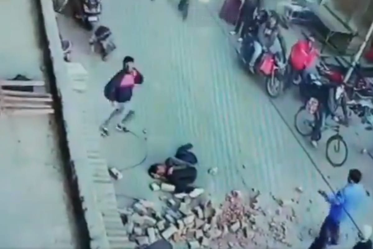 under construction pillar in market in Bharatpur collapses on pedestrian passing by from below