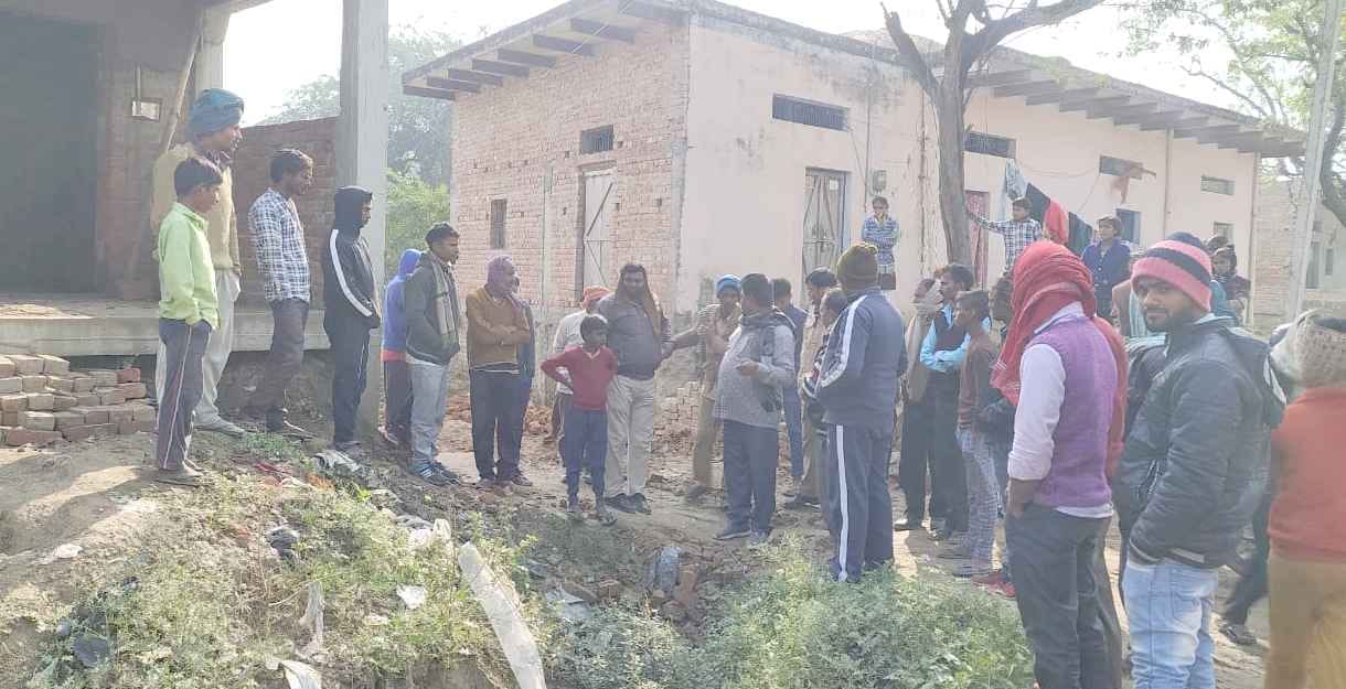 Construction of the drain stopped due to opposition from the villagers